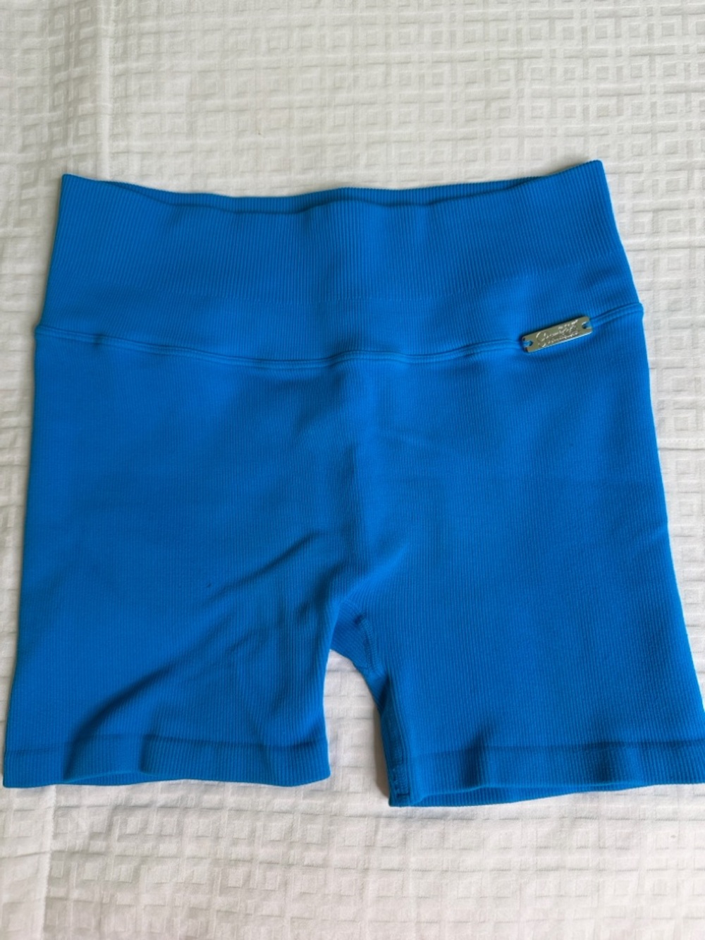 Bombshell Sportswear Bright Blue Ribbed Bike Shorts